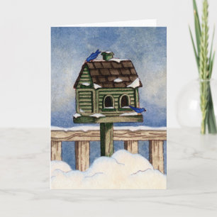 WinterBirdhouse Feiertagskarte