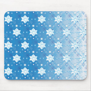 Winterblau-weiß-Schneeflocken-Muster Mousepad