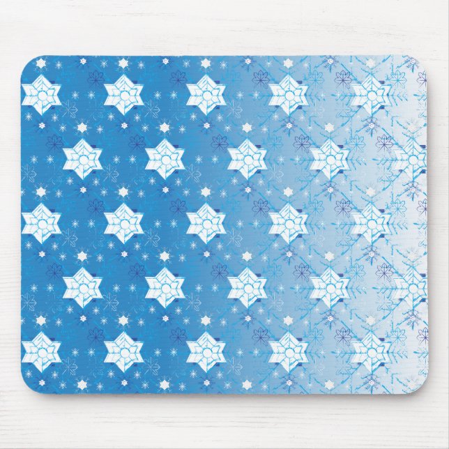 Winterblau-weiß-Schneeflocken-Muster Mousepad (Vorne)