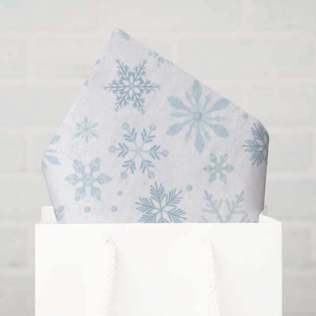 Winterblaue Schneeflocken Geschenkpapier Seidenpapier (Geschenktüte)