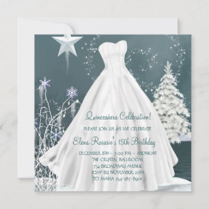 Winterblaue Schneeflocken Quinceanera-Einladungen Einladung