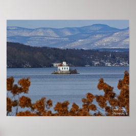 Winterblick auf das Leuchtturm von Esopus Meadows Poster