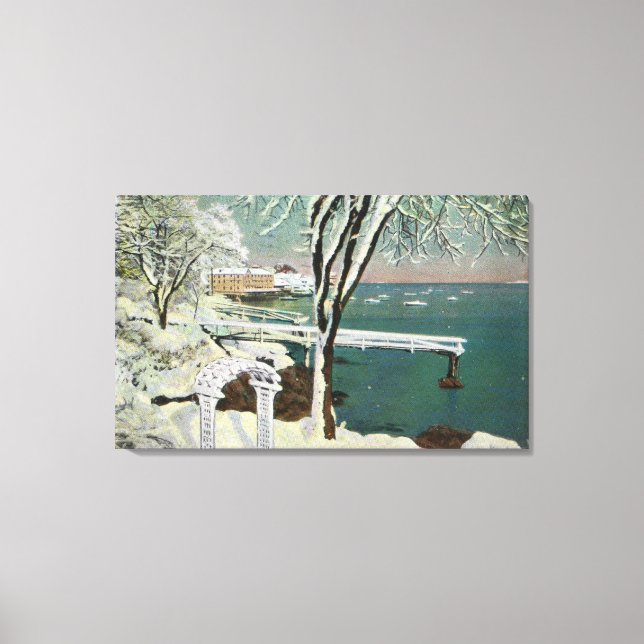 Winterblick auf den Hafen von Marblehead Leinwanddruck (Vorderseite)