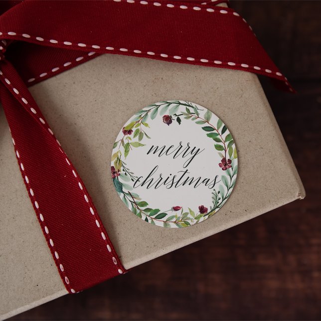 Winterblumen | Frohe Weihnachten Runder Aufkleber (Von Creator hochgeladen)