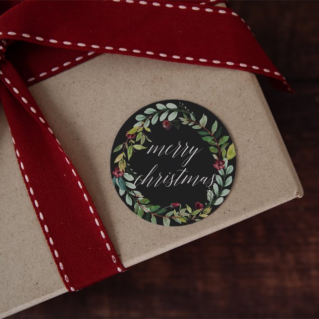 Winterblumen | Frohe Weihnachten Runder Aufkleber (Von Creator hochgeladen)