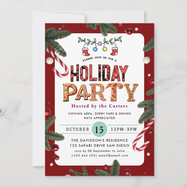 Winterblumenberries Einladung zur Feier (Vorderseite)