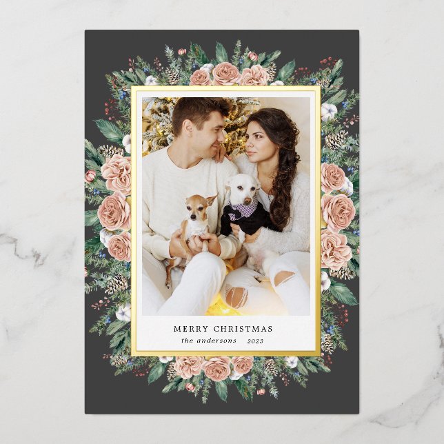 Winterblumenfolie Foto Folieneinladung (Vorderseite)