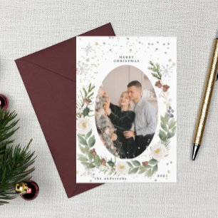 Winterblumenkranz Foto Gast-Urlaubskarte Einladung