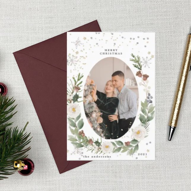 Winterblumenkranz Foto Gast-Urlaubskarte Einladung (Von Creator hochgeladen)