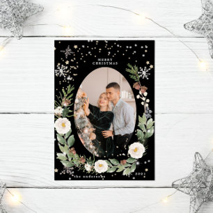 Winterblumenkranz Foto Happy Holiday Card Einladung