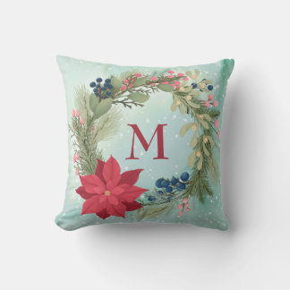 Winterblumenschaf-Rustikal-Kranz-Monogramm Kissen
