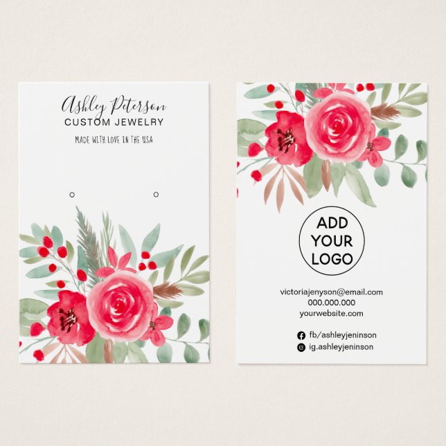 Winterblumenschmuck Aquarell Ohrmuschel (Vorne & Hinten)