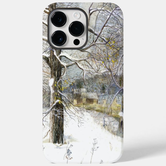 Winterbrücke Aquarellmalerei Case-Mate iPhone Hülle (Rückseite)