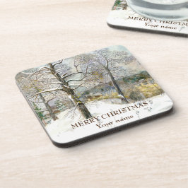 Winterbrücke Aquarellmalerei Getränkeuntersetzer