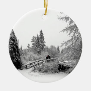 Winterbrücke Ornament Schnee Bäume Dekorationen