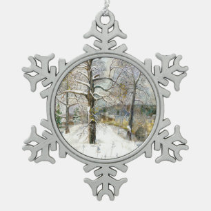 Winterbrücke Schneeflocken Zinn-Ornament