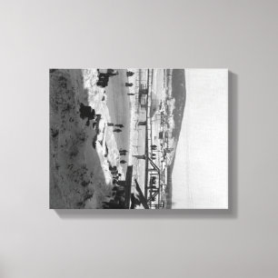 Winterbrücke über Fluss in Fairbanks Leinwanddruck