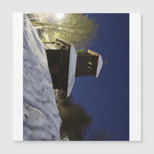 "Winterbrücke unter den Sternen - Nachtlandschaft  Magnetkarte (Vorderseite)