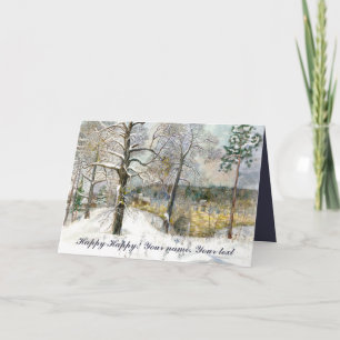 Winterbrücke Wasserfarbe Karte