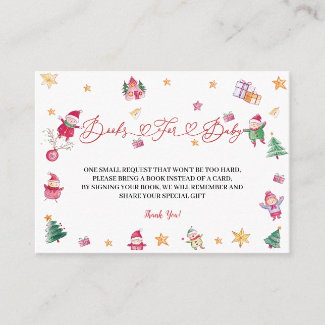 Winterbücher für Babydusche Begleitkarte (Vorderseite)