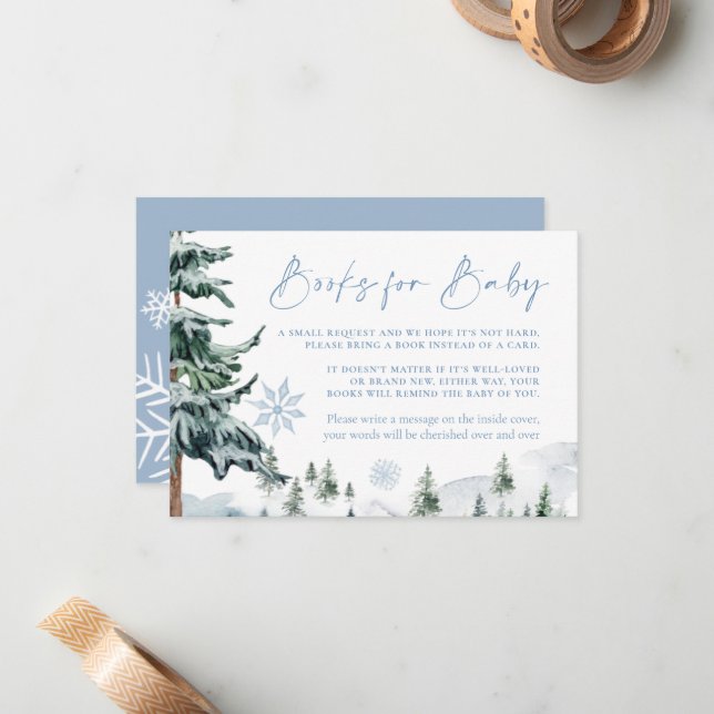 Winterbücher für Kinderkarte Mitteilungskarte (Vorderseite/Rückseite Beispiel)