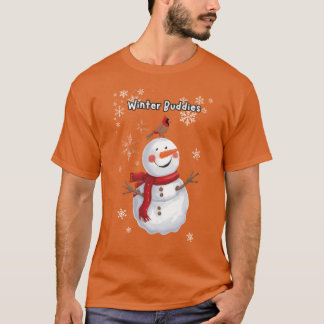 Winterbuddies Schneemann und Vogelgeschenk T-Shirt