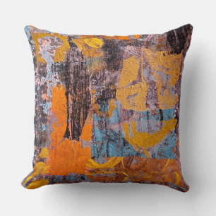 Wintercampfeuer, Collage, Ein Gel Print Abstract Kissen