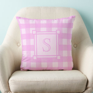 Winterdekor Rosa Buffalo Kariertes Monogramm Kissen
