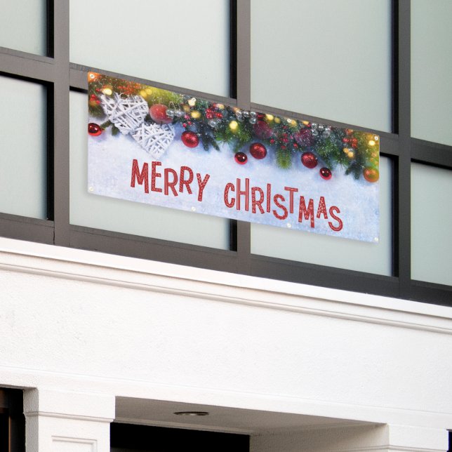 Winterdekorationen Frohe Weihnachten im Freien Banner (Äußeres Gebäude)