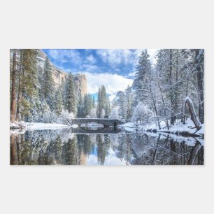 Winterdenken bei Yosemite Rechteckiger Aufkleber