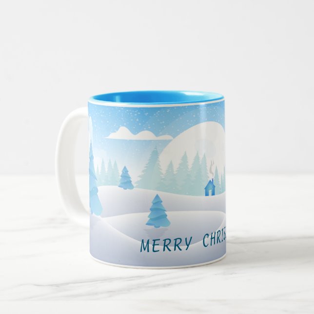 Winterdenkmal frohe Weihnachten Zwei-Tone-Tasse Zweifarbige Tasse (Vorderseite Links)