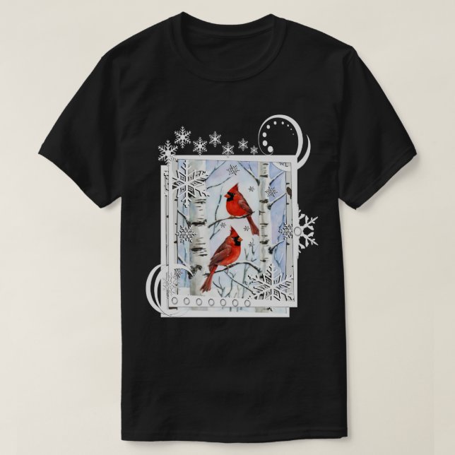 Winterdinals Birch Trees Snowflake Design T-Shirt (Design vorne)