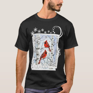 Winterdinals Birch Trees Snowflake Design T-Shirt