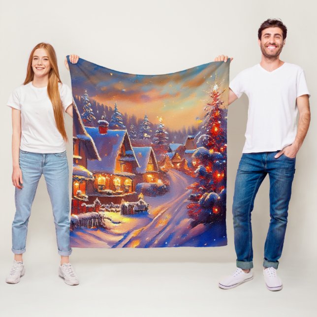 Winterdorf-Feiertag Fleecedecke (Beispiel)