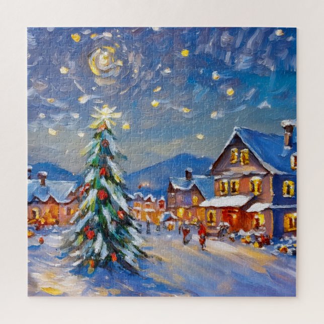 Winterdorf-Feiertag Puzzle (Vertikal)