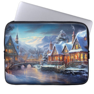 Winterdorf-Illustration Laptopschutzhülle