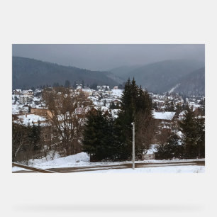 Winterdorf Panorama - ländliche Landschaft Rumänie Acrylschild