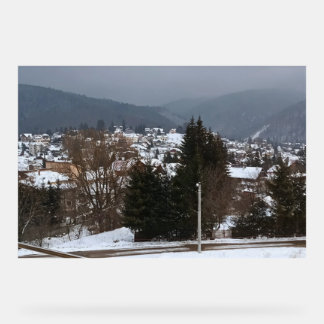 Winterdorf Panorama - ländliche Landschaft Rumänie Acrylschild