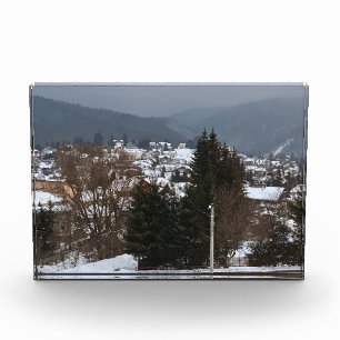 Winterdorf Panorama - ländliche Landschaft Rumänie Fotoblock