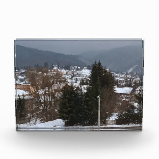 Winterdorf Panorama - ländliche Landschaft Rumänie Fotoblock