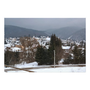 Winterdorf Panorama - ländliche Landschaft Rumänie Fotodruck