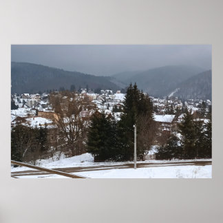 Winterdorf Panorama - ländliche Landschaft Rumänie Poster