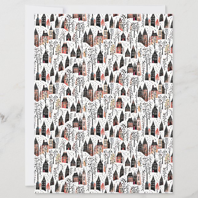Winterdörfer Muster Weihnachtsbastelpapier (Vorderseite)