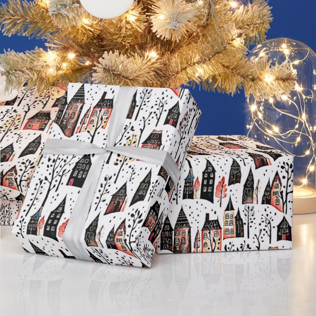 Winterdörfer skizzieren Weihnachten Geschenkpapier (Feiertage)
