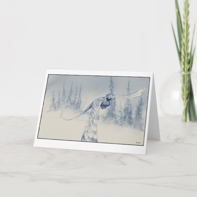 Winterdrache Feiertagskarte (Vorderseite)