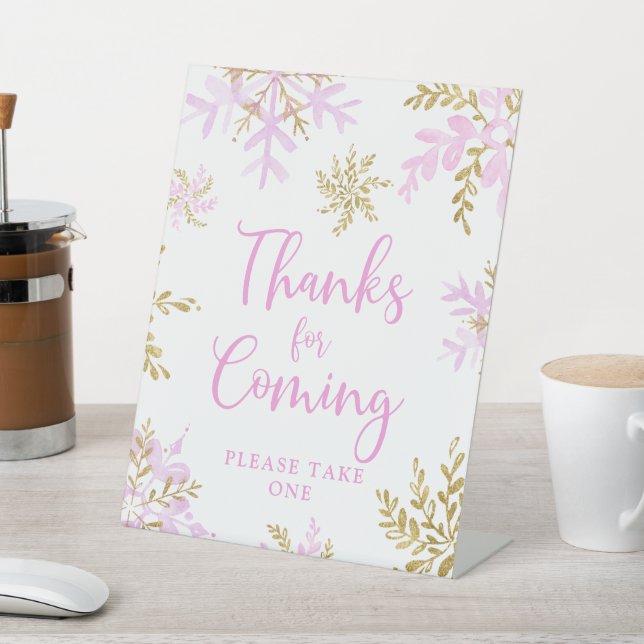 Winterdusche Snowflake Danke für das Kommen Sockelschild (In SItu)