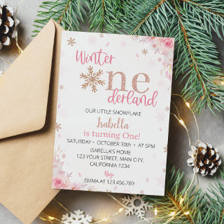 Wintereinladung von Onederland Pink Geburtstagspar Einladung