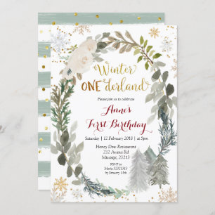 Wintereinladung von Onederland White Floral zum Ge Einladung