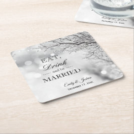 Wintereis | Essen Drink Verheiratet Hochzeit sein Rechteckiger Pappuntersetzer