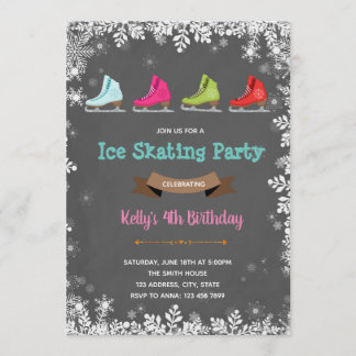Wintereis Skaten Geburtstagsfeier Einladung
